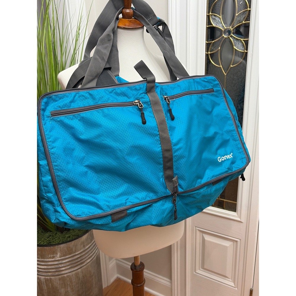 Gonex 60L Packable Travel Duffle Bag Teal Aqua Blue Lightweight Ripstop Folding - Picture 7 of 8